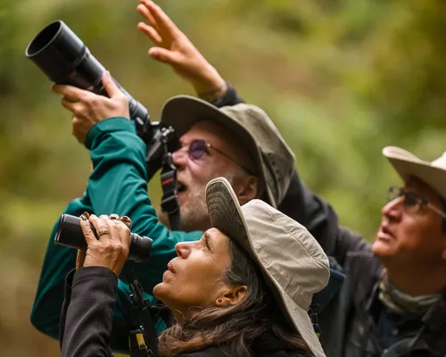 Bird guide, Tony Jaramillo, helping us get on a bird